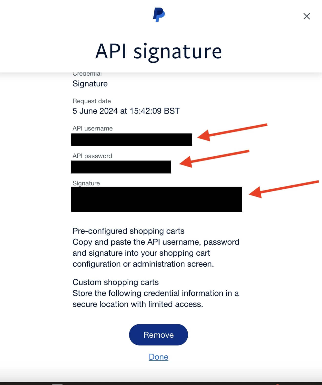 paypal api credentials